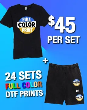 24 Full Color Print Vintage T-Shirt & Short Sets (Unisex)