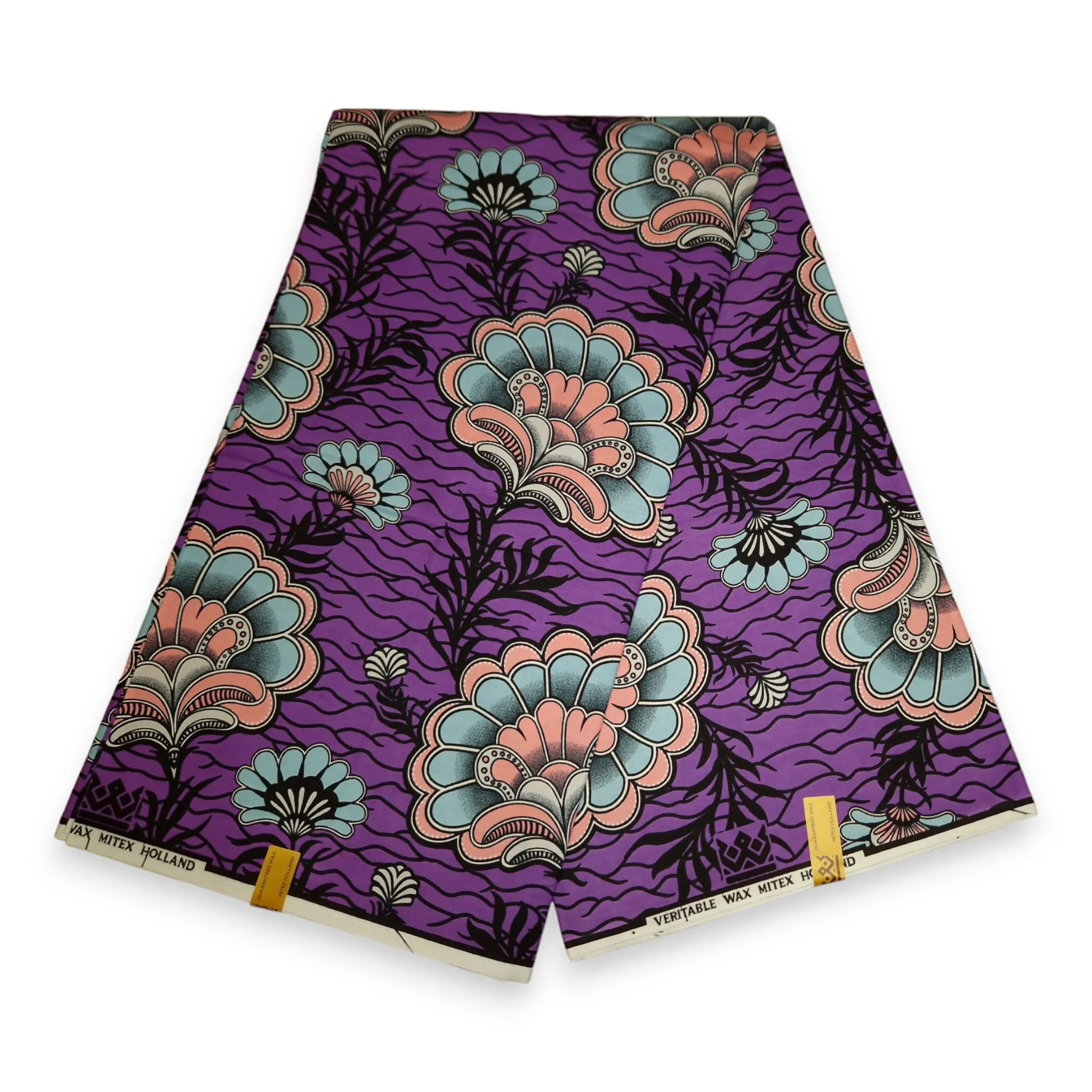 African Wax print fabric - Purple plant