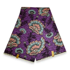 African Wax print fabric - Purple plant