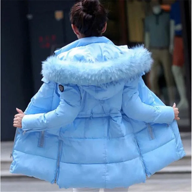 AILOOGE 2017 Winter Jacket Women Thickening Slim Long Cotton Padded Coat Fur Hood Parka Women Manteau Femme