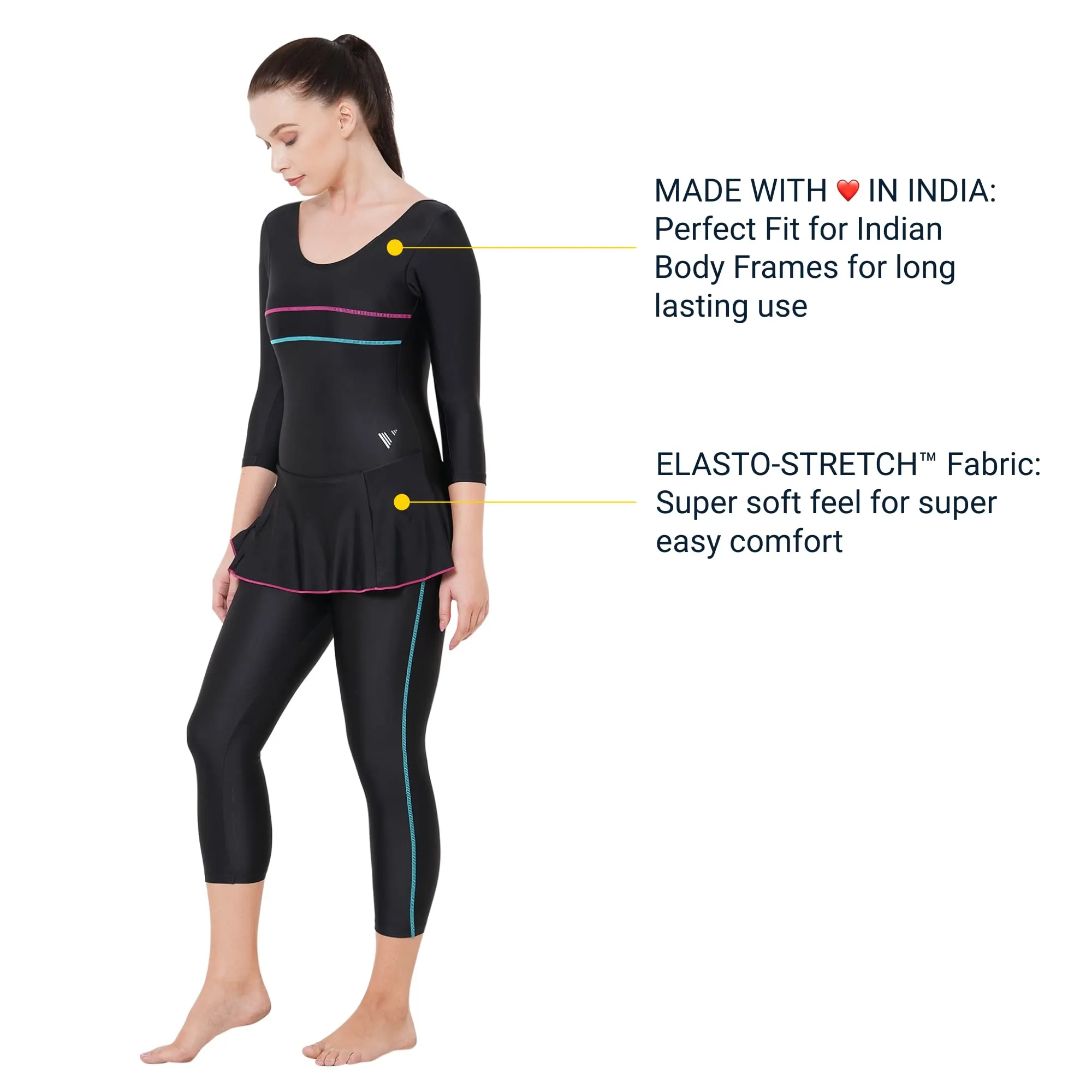 All Day Women's PADDED SWIM DRESS (Full)  (Sun Protected and Chlorine Tested)
