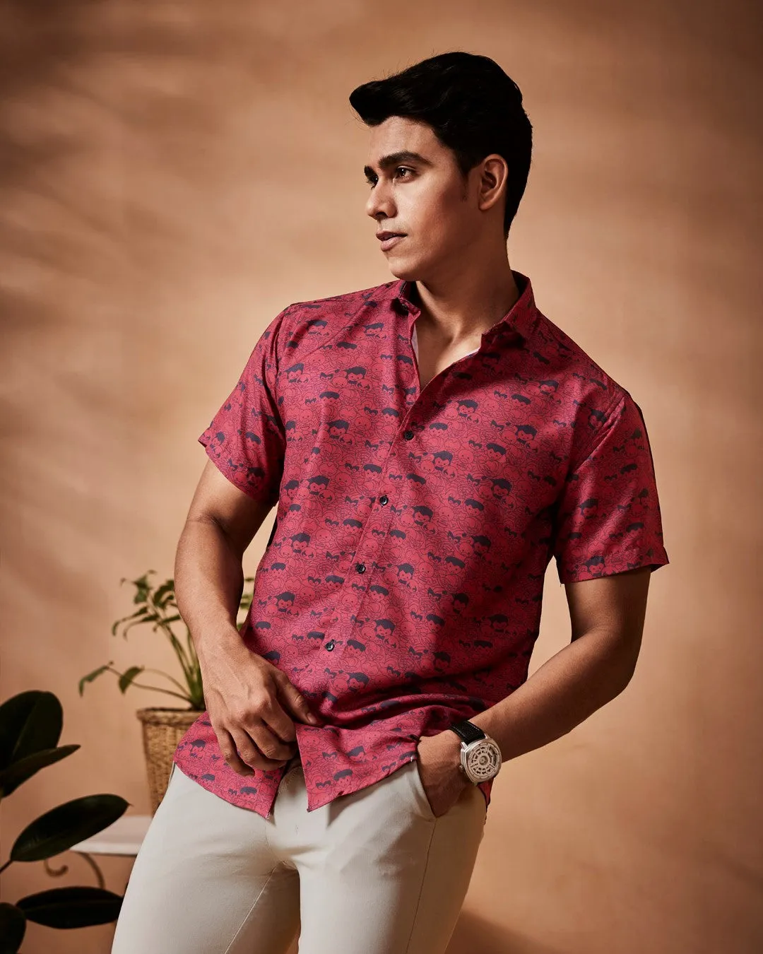 Anime Red Casual Shirt