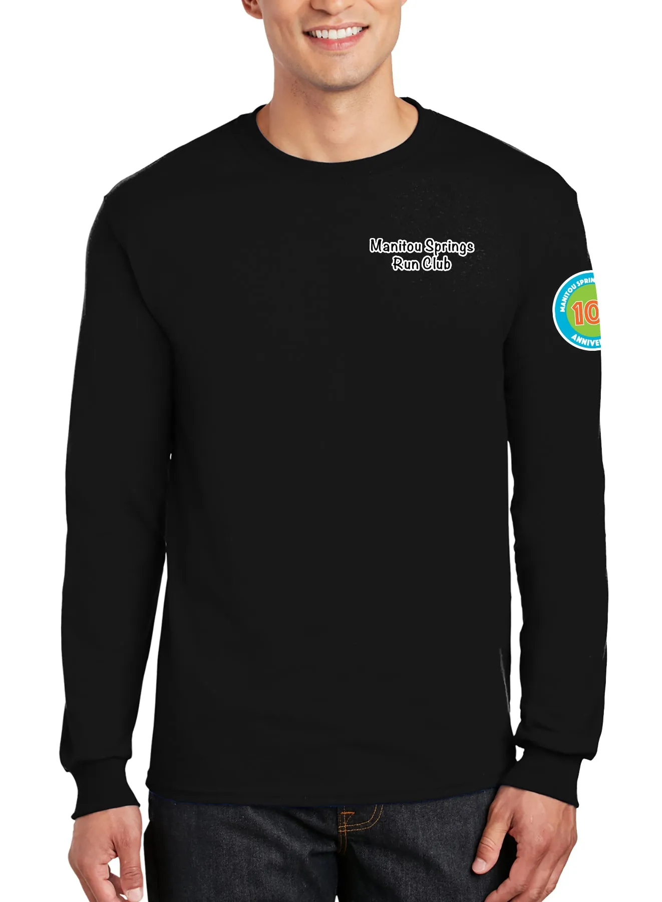 Anniversary Patch Long Sleeve 50-50 Blend Unisex Shirt. This shirt comes in multiple colors.