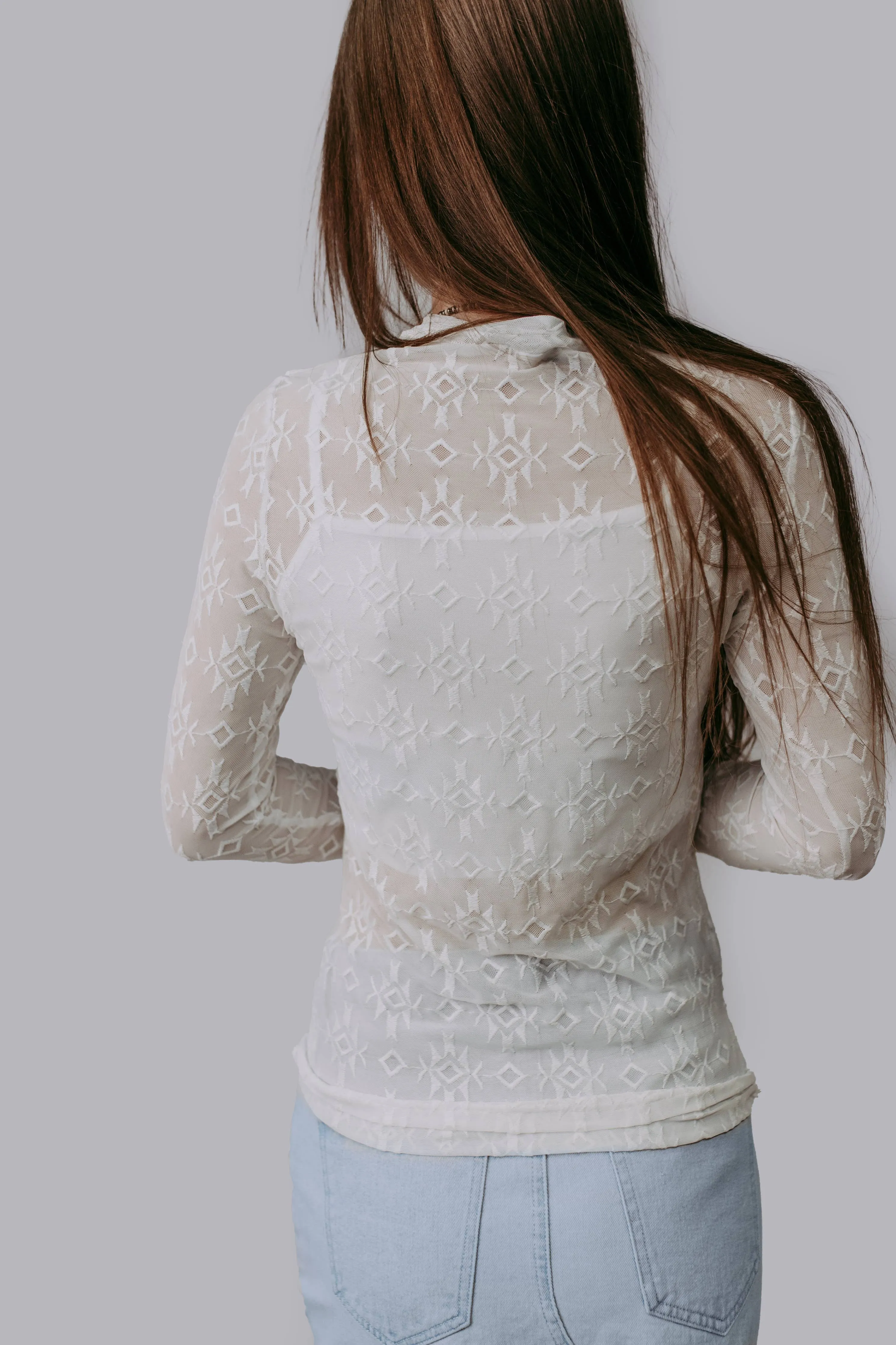 Aztec Womens White Lace Top