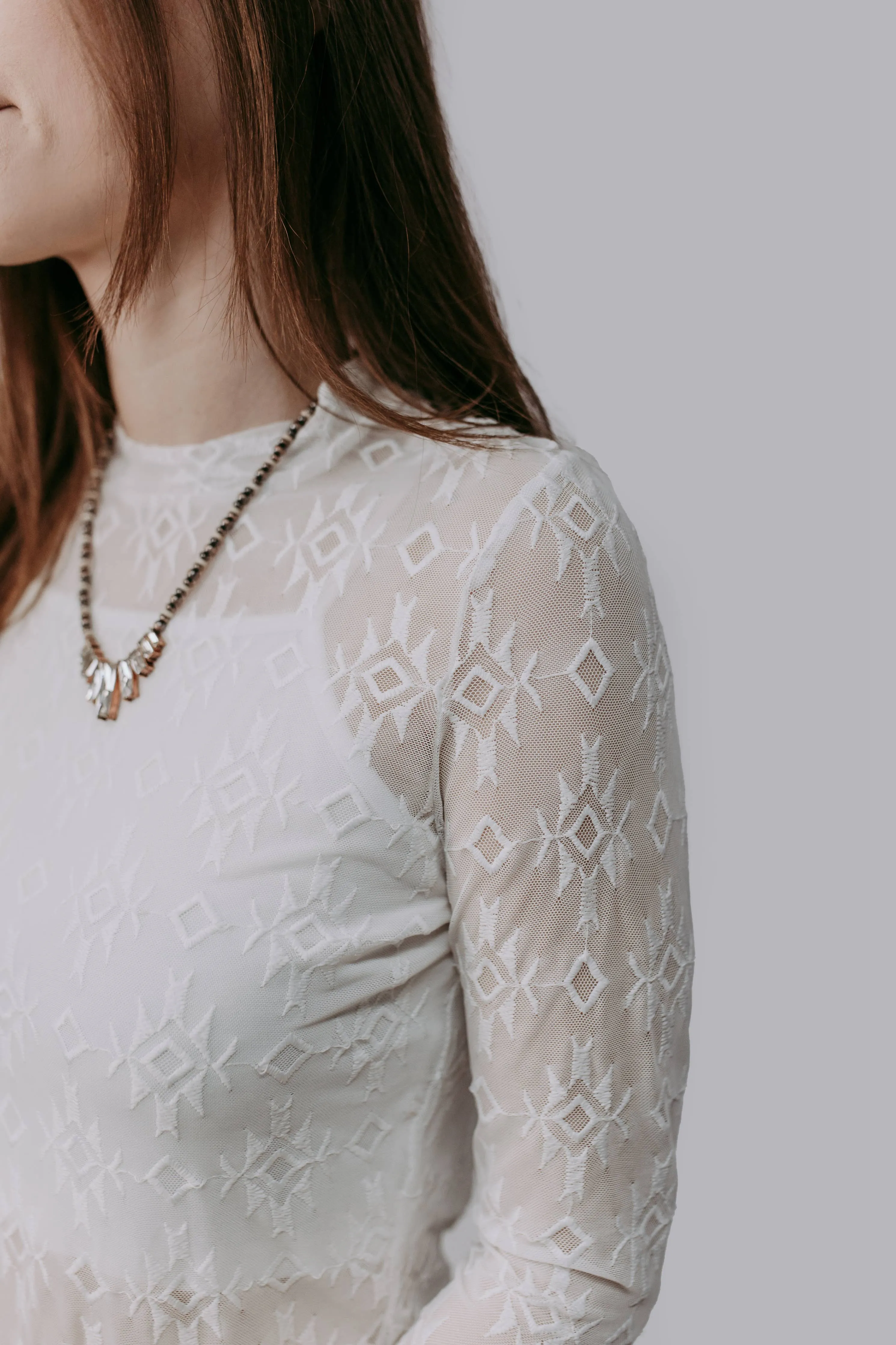 Aztec Womens White Lace Top