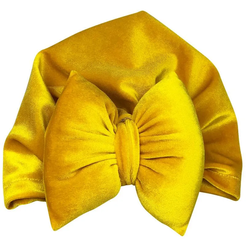Baby Gold Velvet Padded Cotton Bow Headband