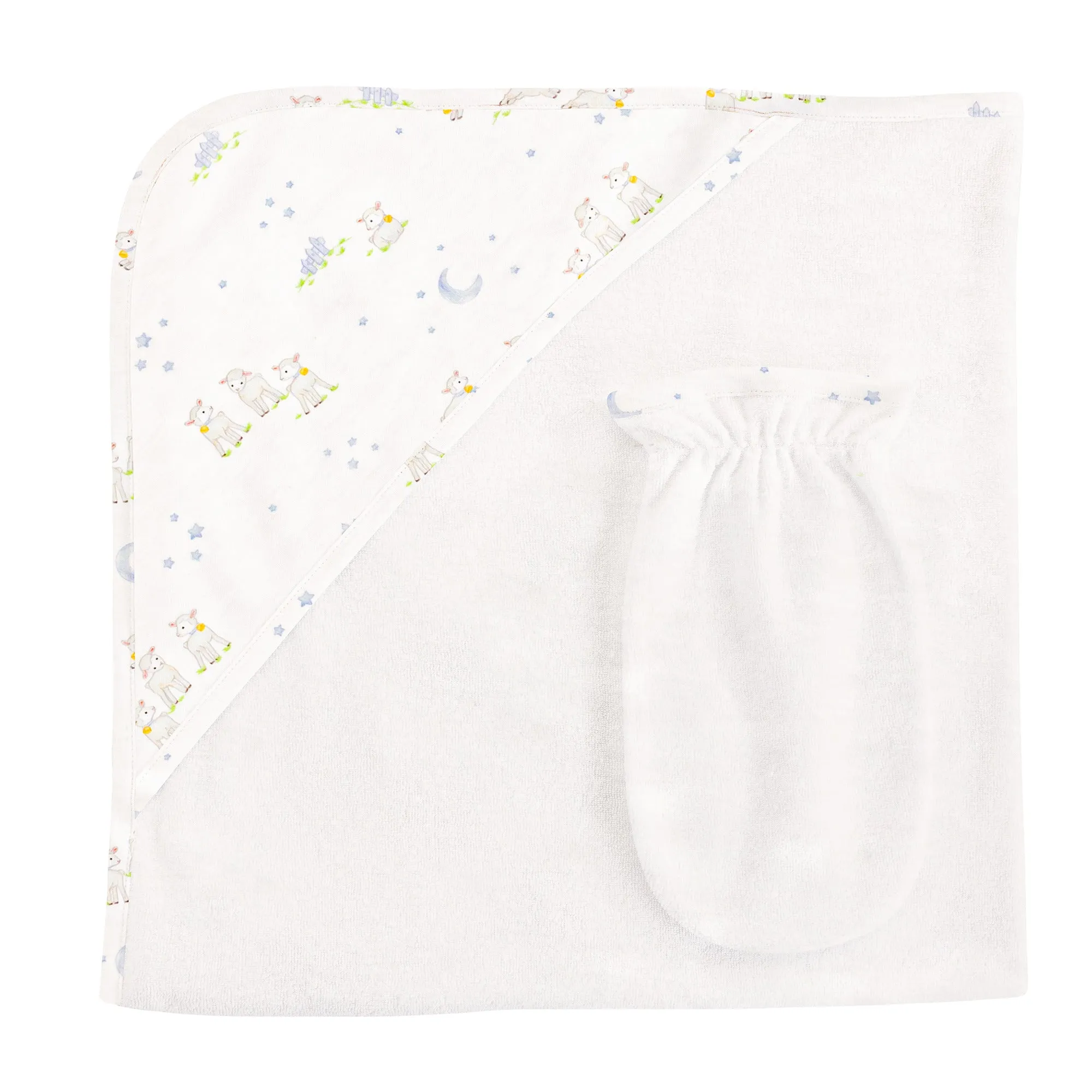 Baby Lambs Hooded Towel w/Mitt