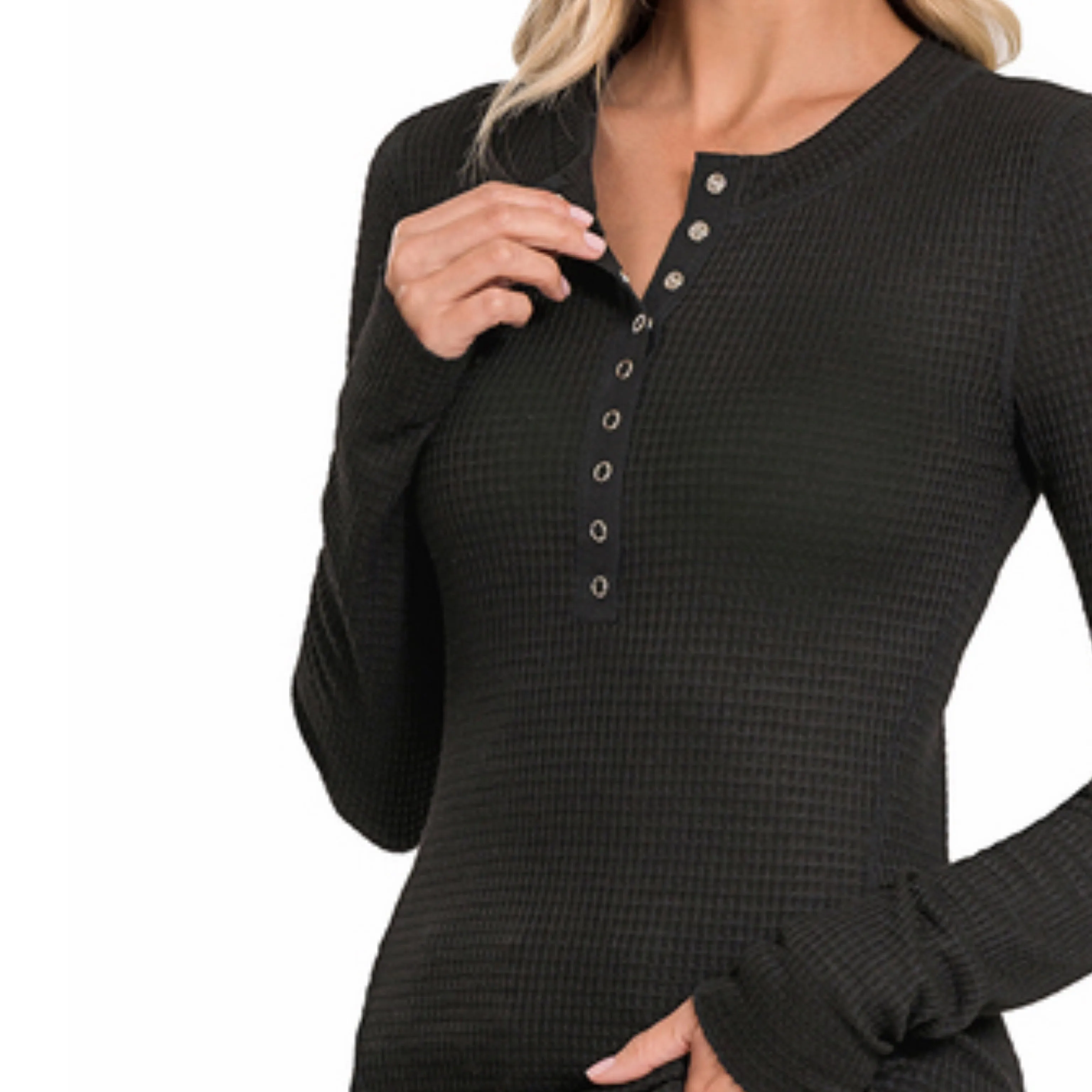 Baby Waffle Snap Button Top