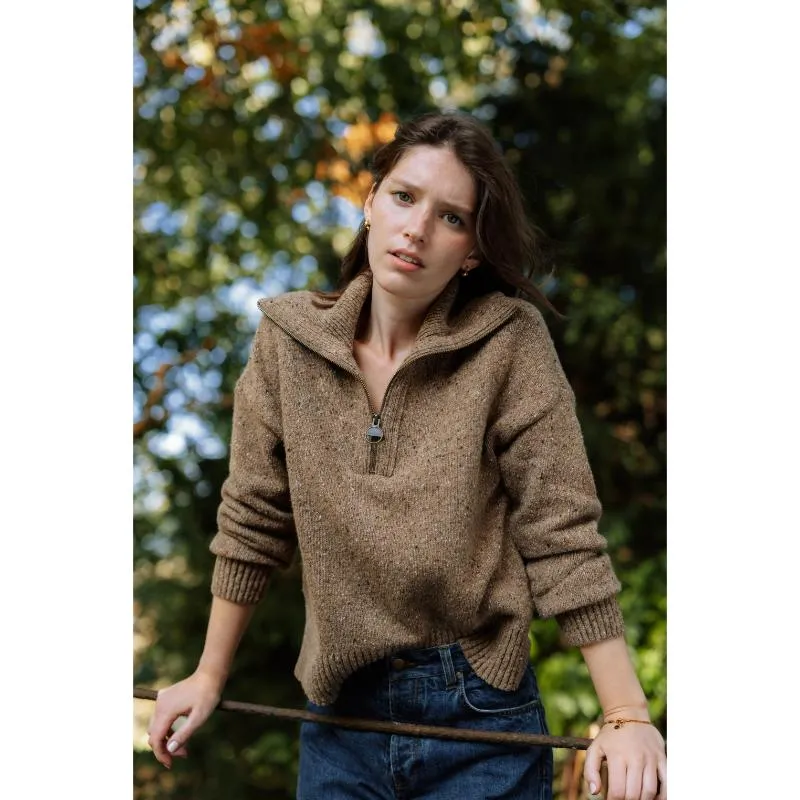 Barbour Lavensdale Half Zip Knitted Ladies Jumper - Honey