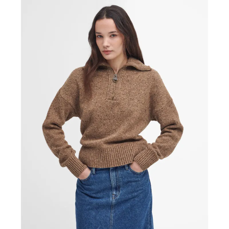 Barbour Lavensdale Half Zip Knitted Ladies Jumper - Honey