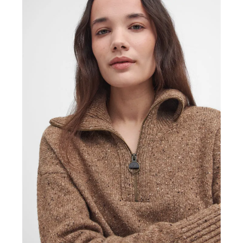 Barbour Lavensdale Half Zip Knitted Ladies Jumper - Honey