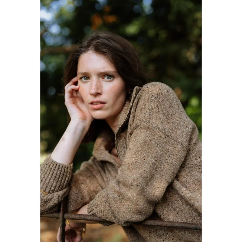 Barbour Lavensdale Half Zip Knitted Ladies Jumper - Honey