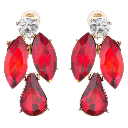 Beautiful Stylish Trendy Crystal Statement Necklace Jewelry Set JN270 Red