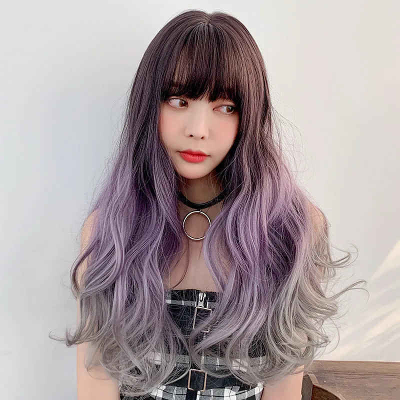 Big wavy gradient color long curly hair wig KF7610