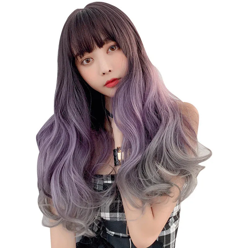 Big wavy gradient color long curly hair wig KF7610