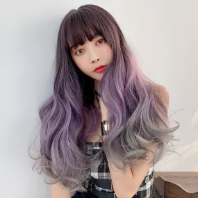 Big wavy gradient color long curly hair wig KF7610