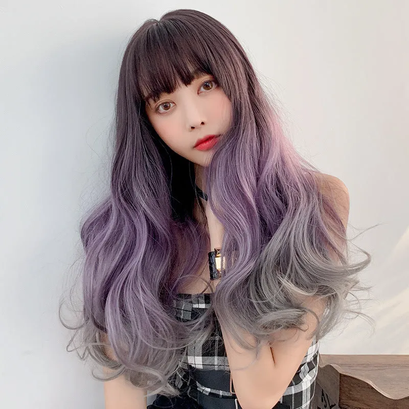 Big wavy gradient color long curly hair wig KF7610