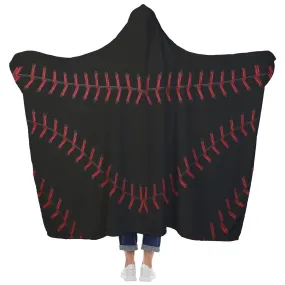 Black Baseball Stitch Hooded Blanket