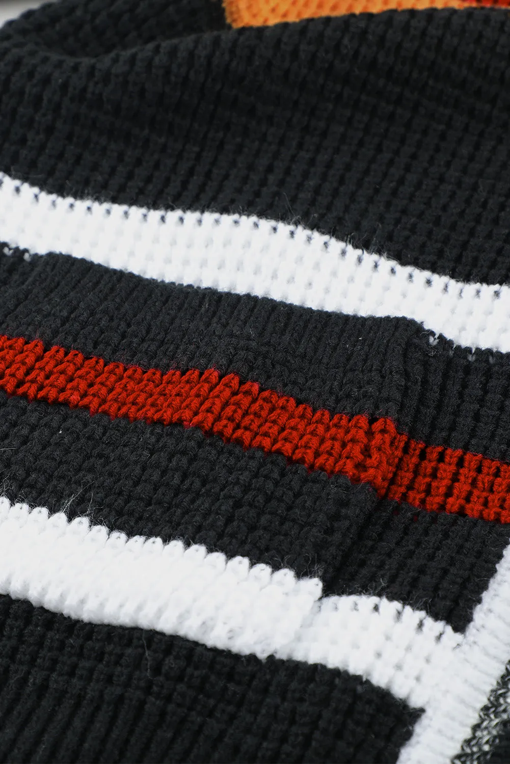 Black Color Block Open Front Pocket Cardigan