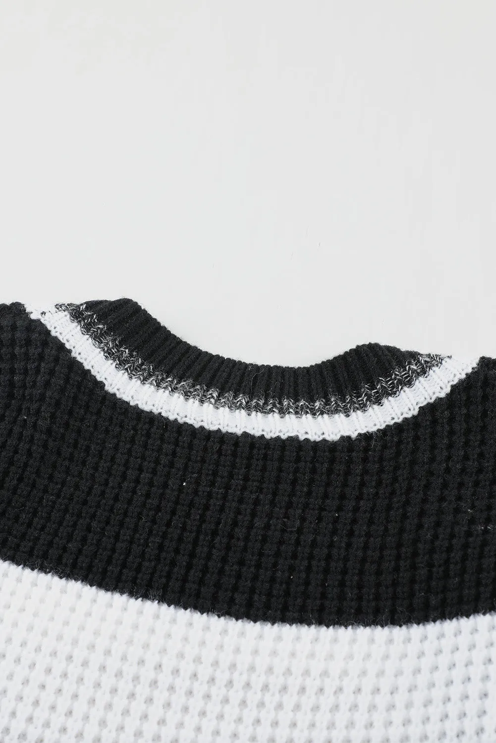 Black Color Block Open Front Pocket Cardigan