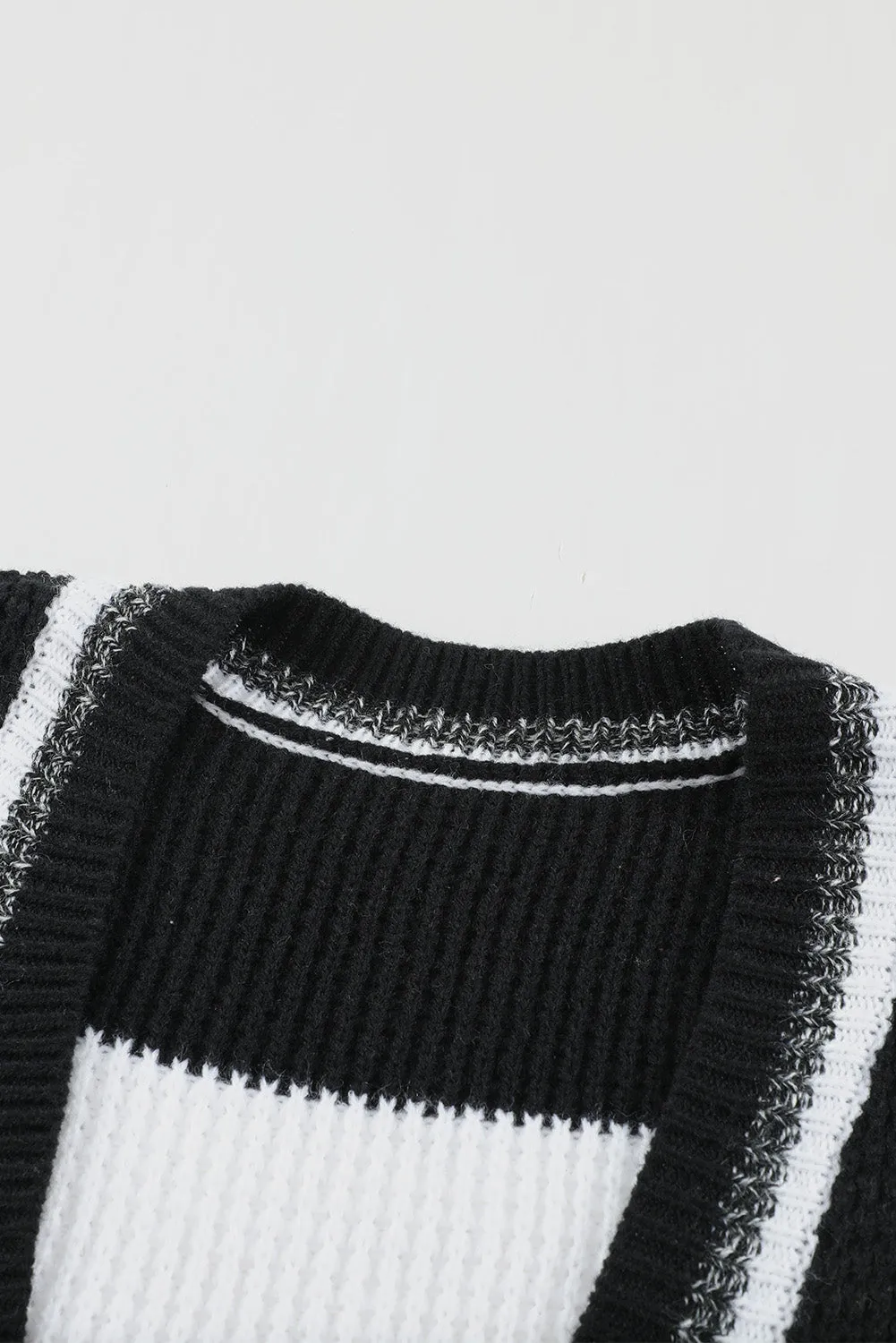 Black Color Block Open Front Pocket Cardigan