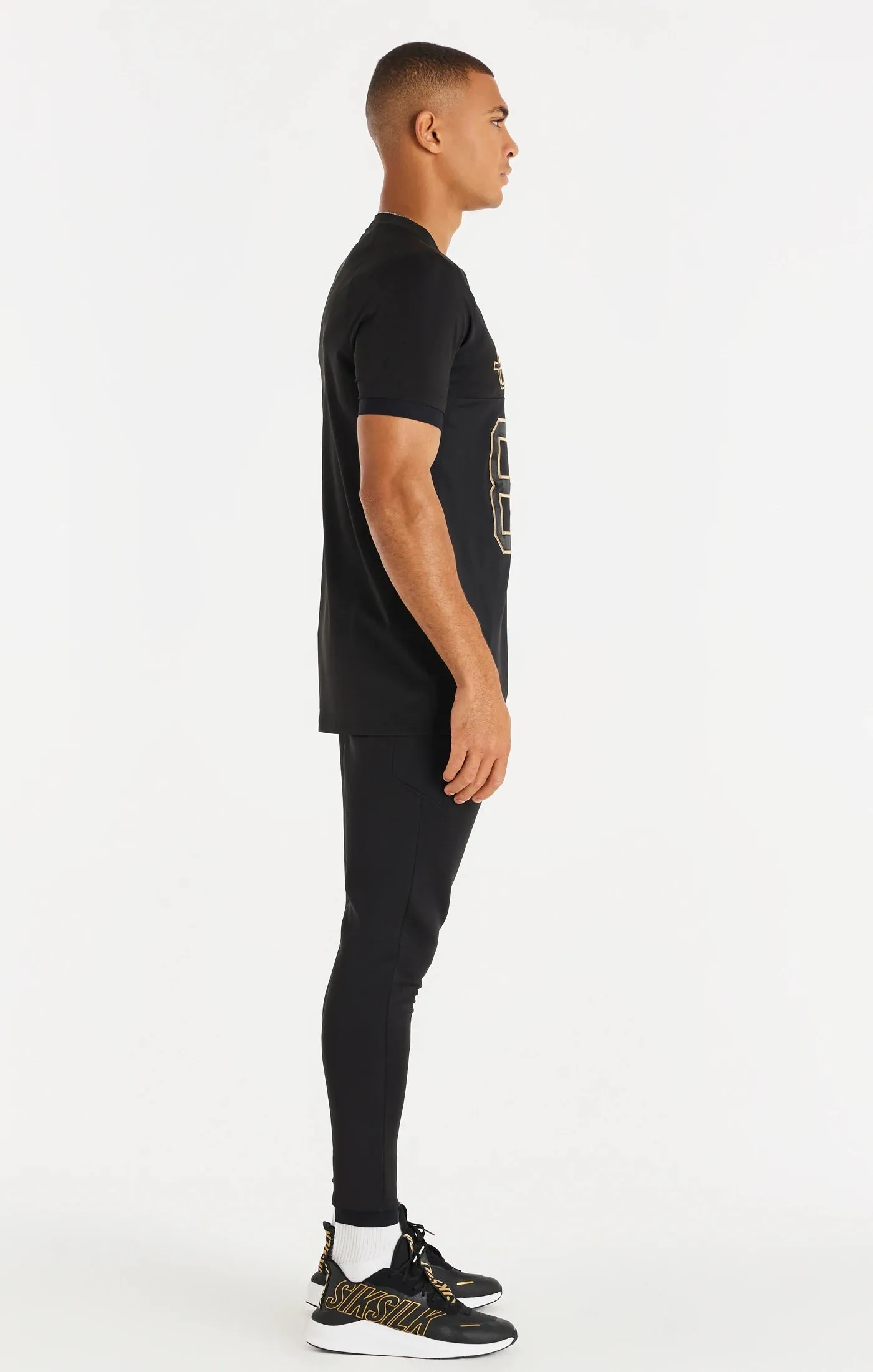 Black Sport Elastic Cuff T-Shirt