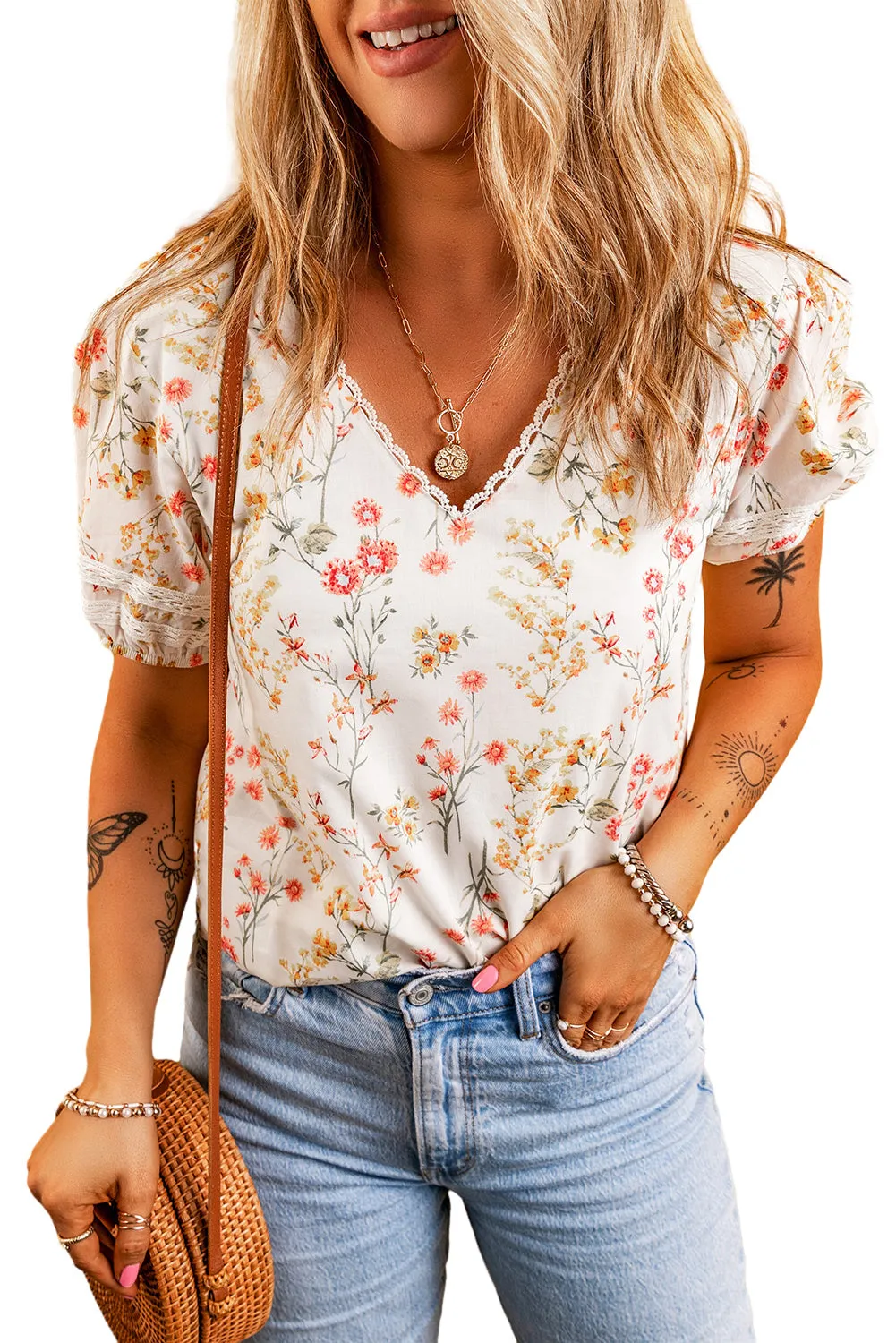 Boho Floral Lace Blouse