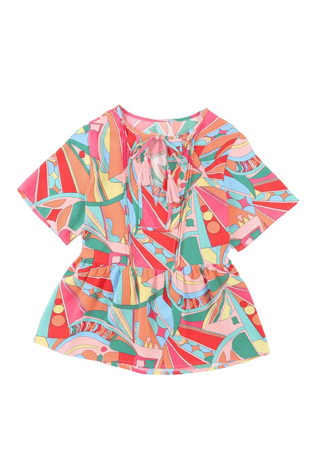 Boho Pattern Split Flowy Blouse