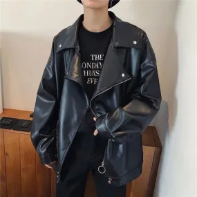 Bonsir Leather Locomotive Jacket for Men Waterproof Zip V Oversize High Quality Fast Delvery Vintage Deals Cheap Sale Trendy Man Coat