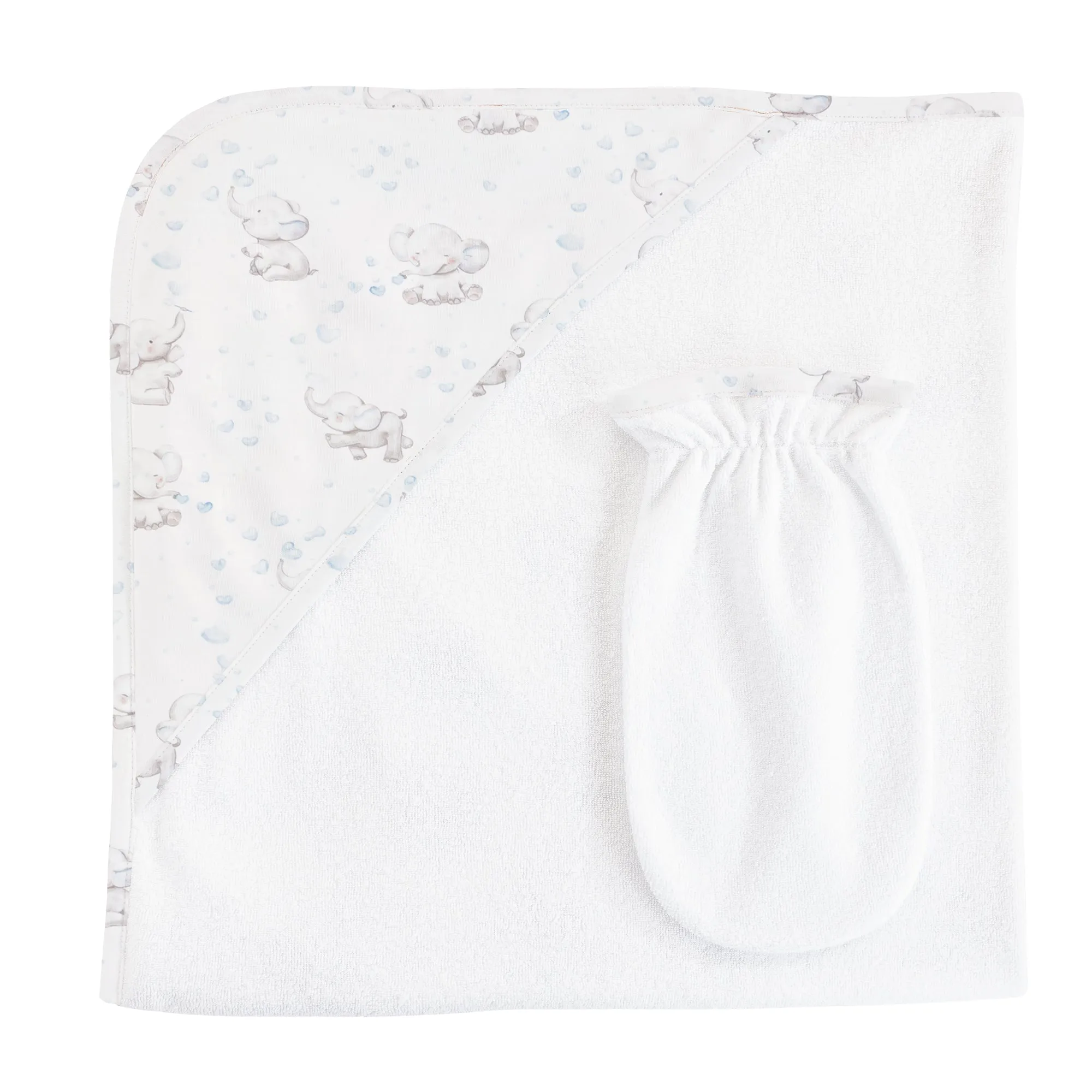 Bubbly Elephant Hooded Towel w/Mitt