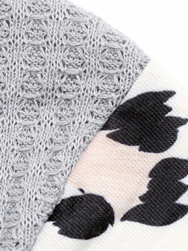 Cozy Knitted V-Neck Sweater in Couture Leopard Patchwork