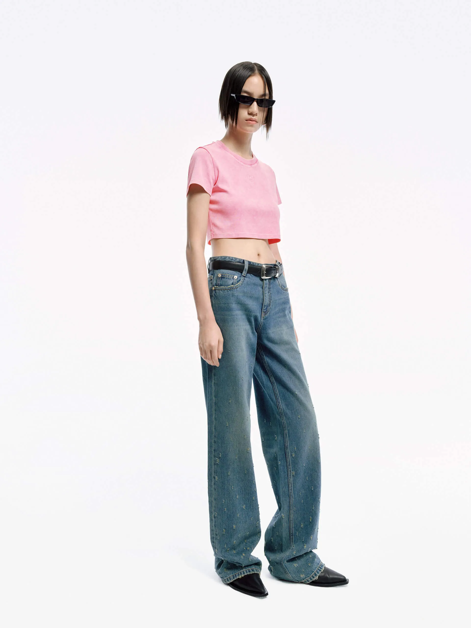 Cropped Fit Cotton T-shirt