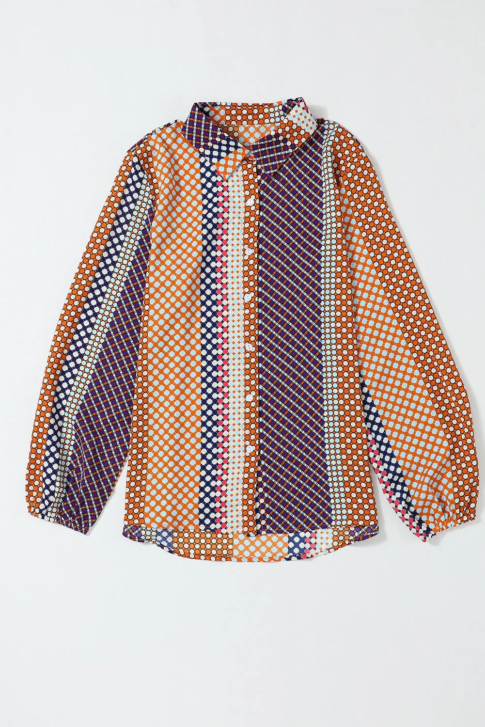Dot Print Button Down Shift Shirt