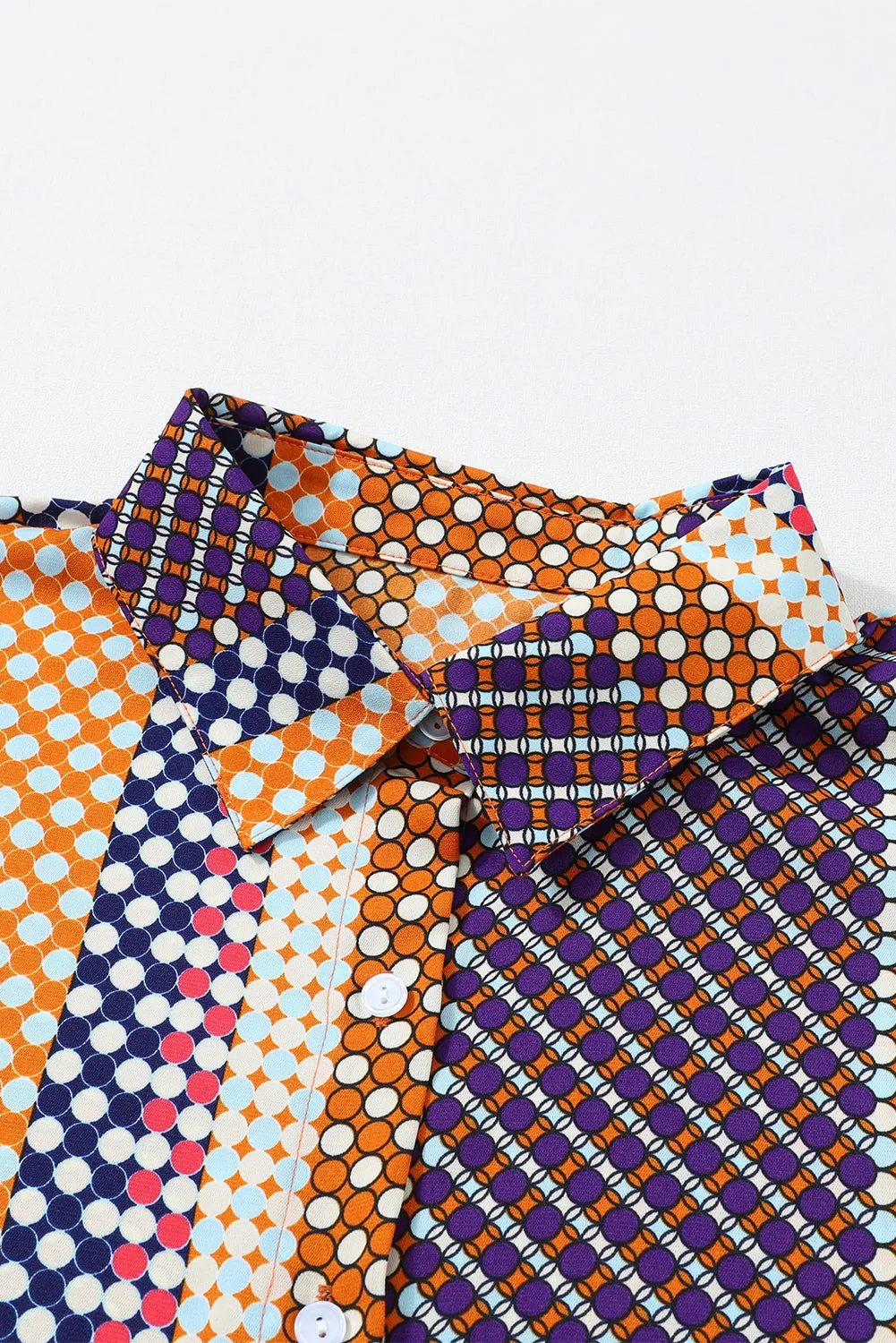 Dot Print Button Down Shift Shirt
