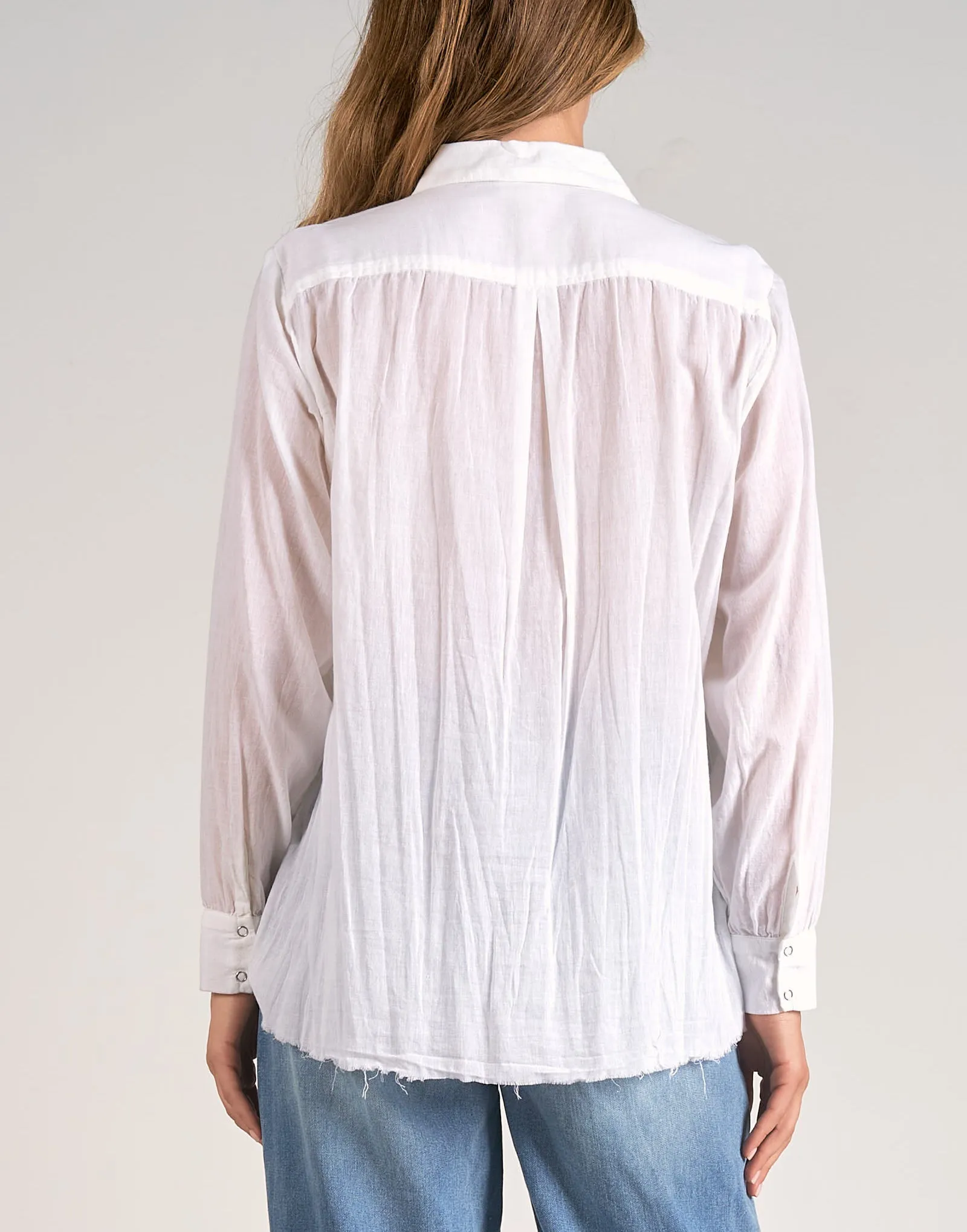 Elan Collared Gauze Top