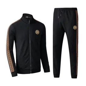 FD  Crested Front Side Logo Lightweight Zip  Down Tracksuit-Black