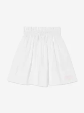 Fendi Girls Cotton Logo Skirt in White