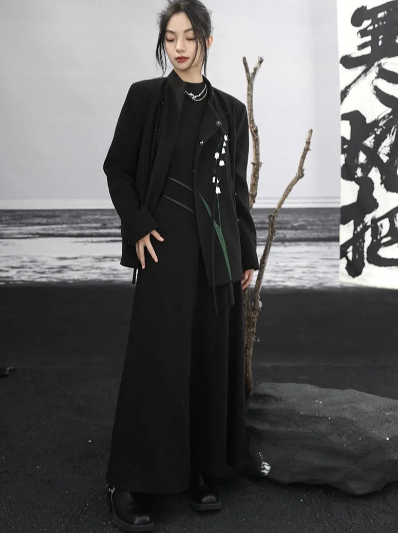 Flower Valleys Coat Retro Four Long Short
