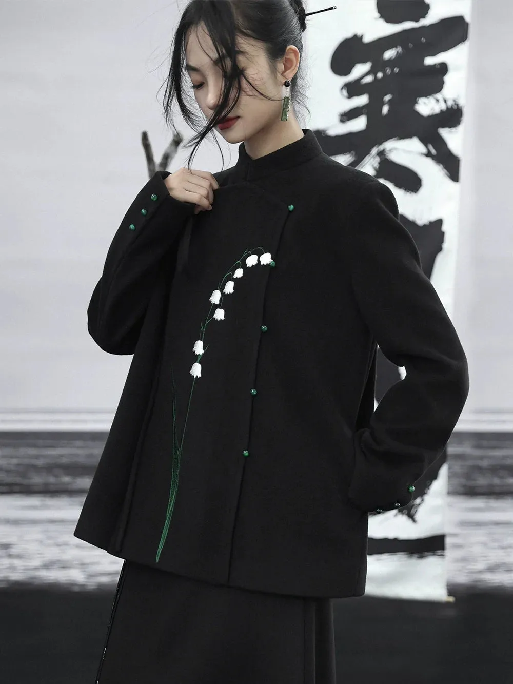 Flower Valleys Coat Retro Four Long Short