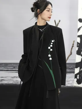 Flower Valleys Coat Retro Four Long Short