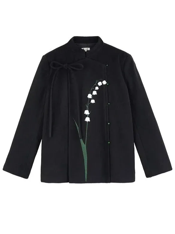 Flower Valleys Coat Retro Four Long Short