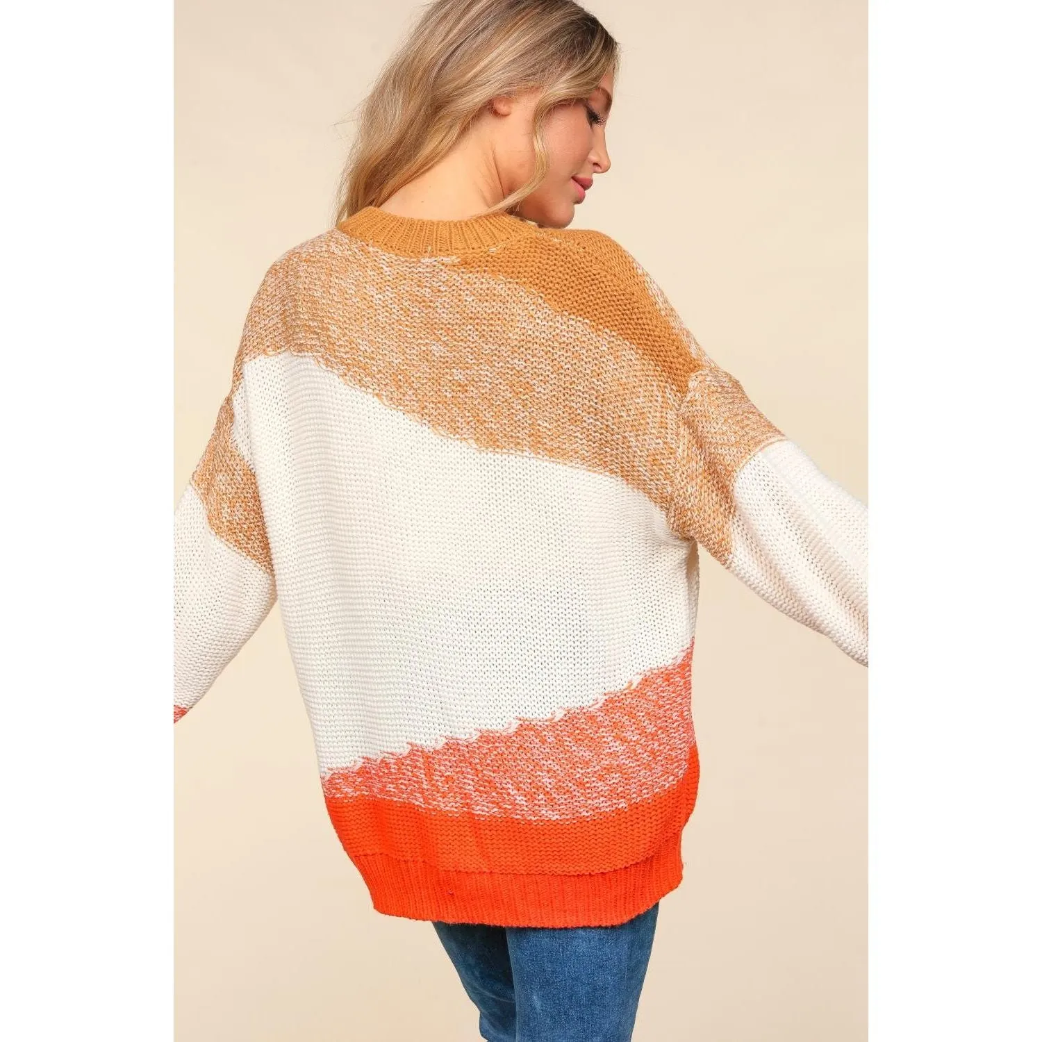 Haptics Color Block Long Sleeve Sweater