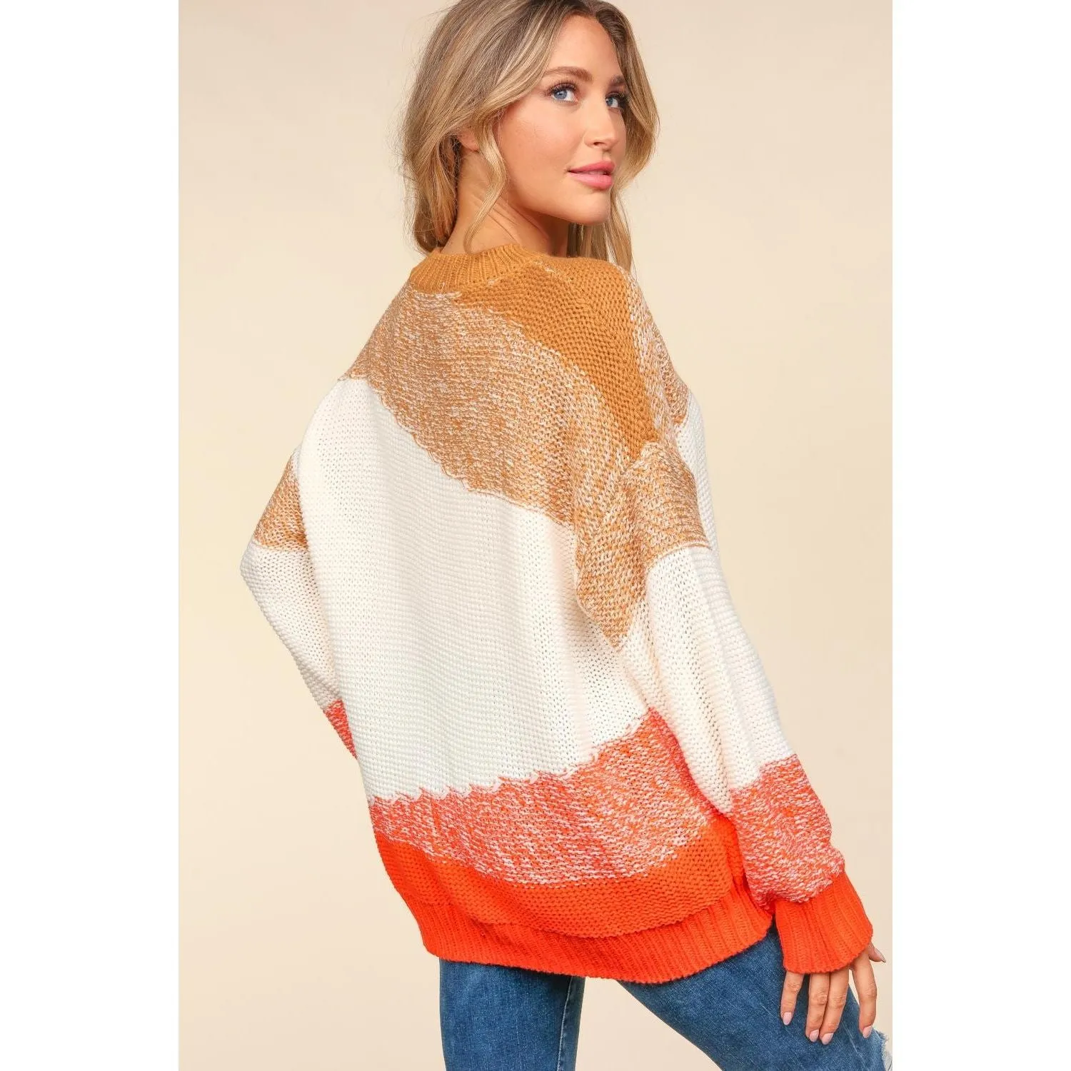 Haptics Color Block Long Sleeve Sweater