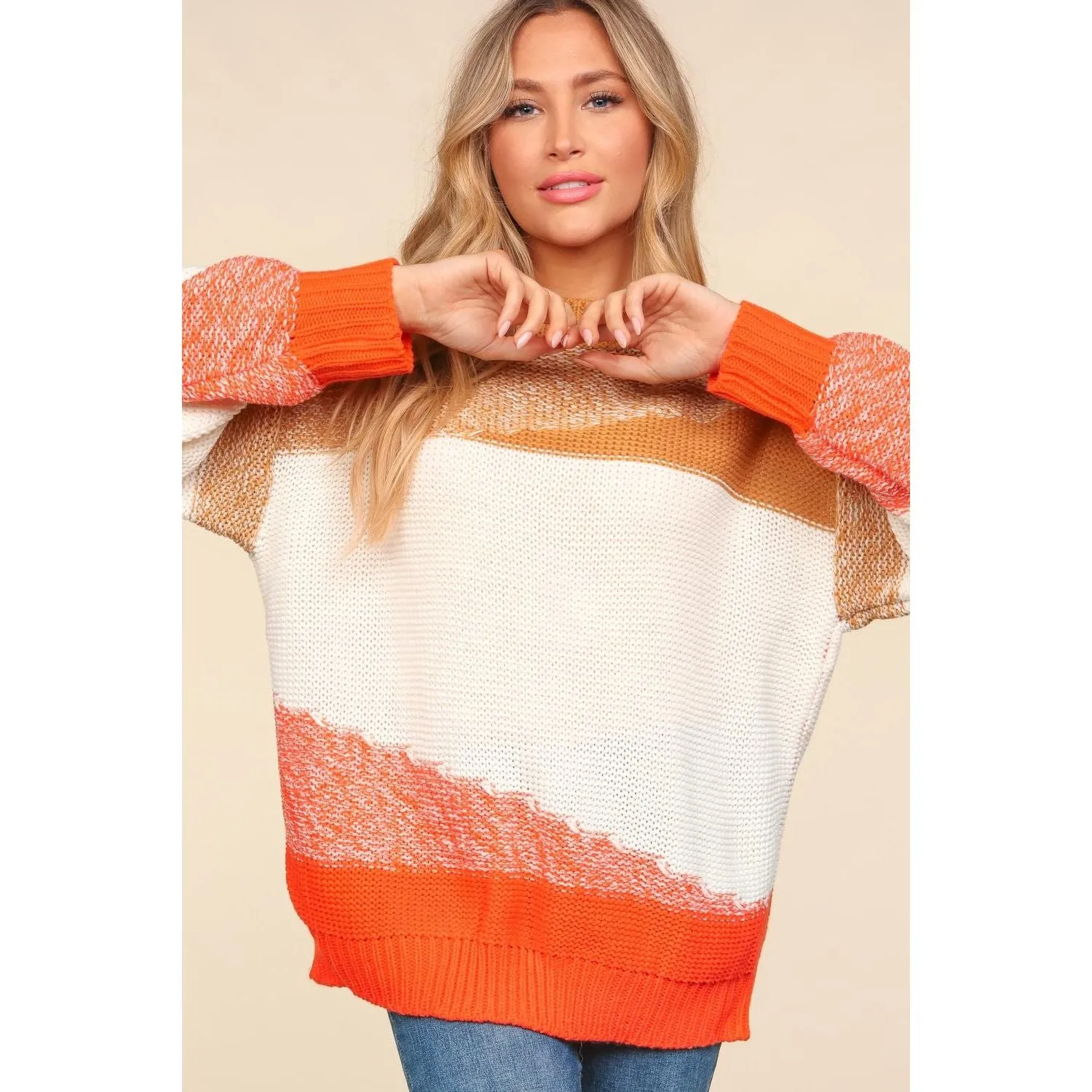 Haptics Color Block Long Sleeve Sweater