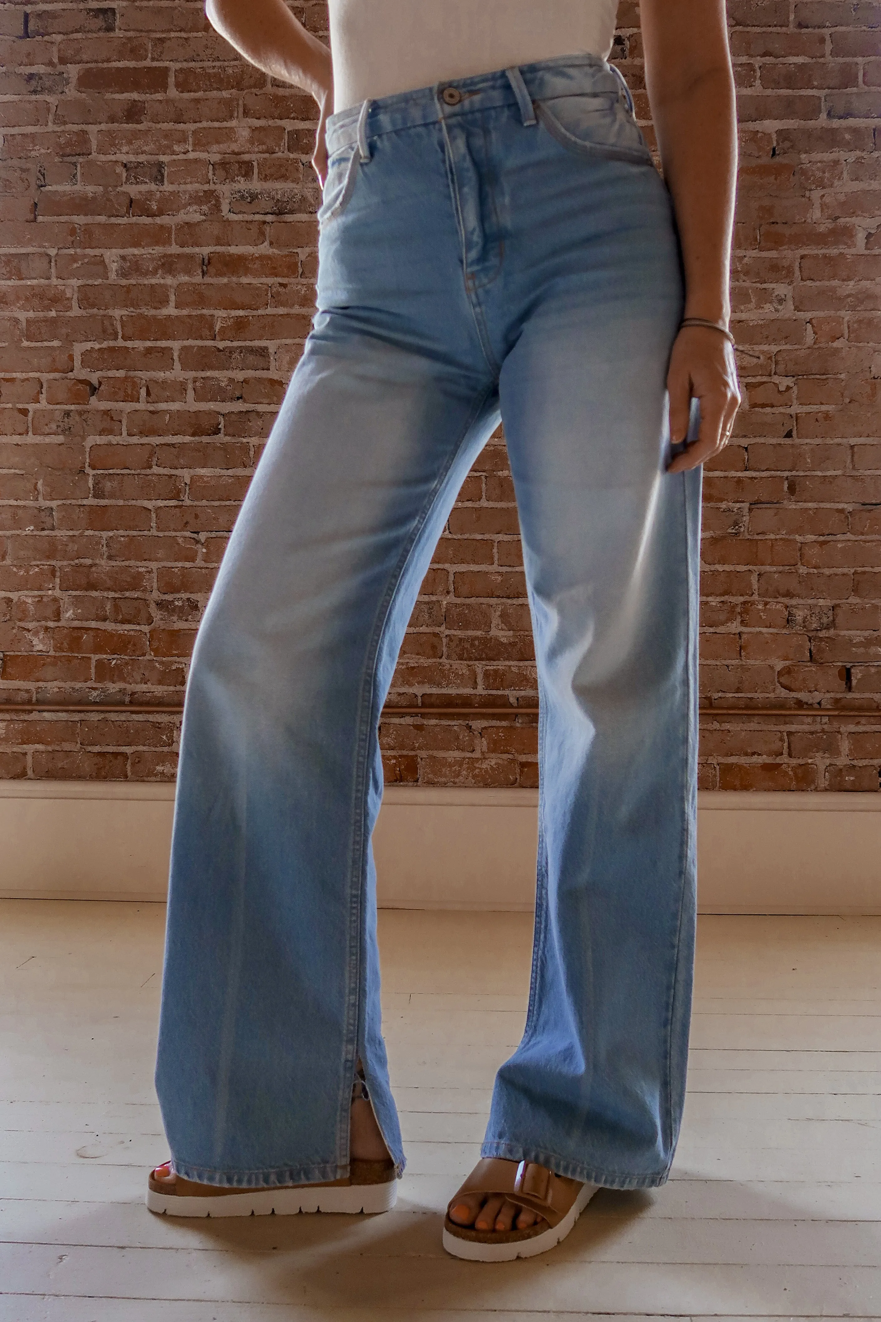 High Rise 90's Slit Leg Jeans