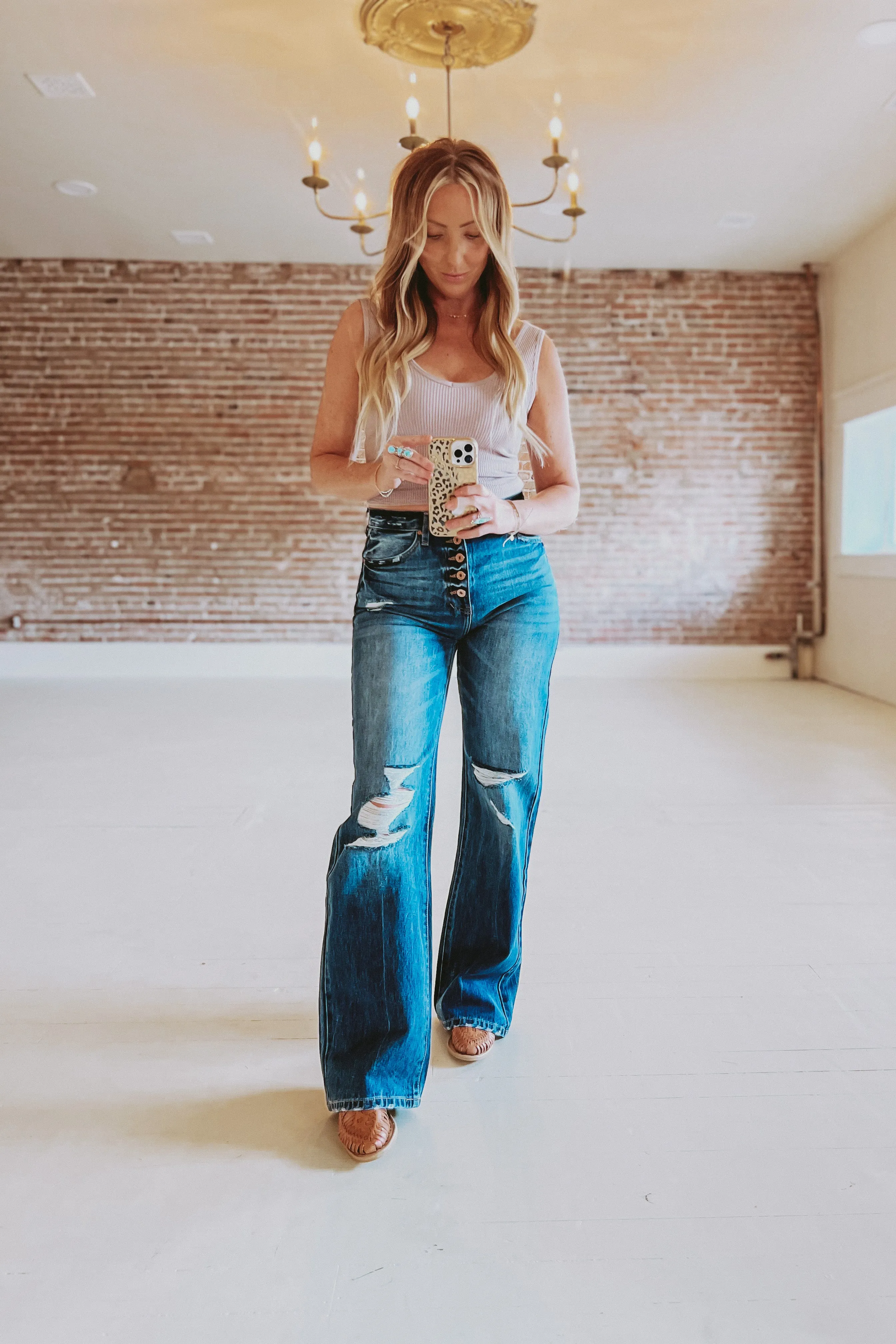 KanCan High Rise 5 Button Flare Jeans