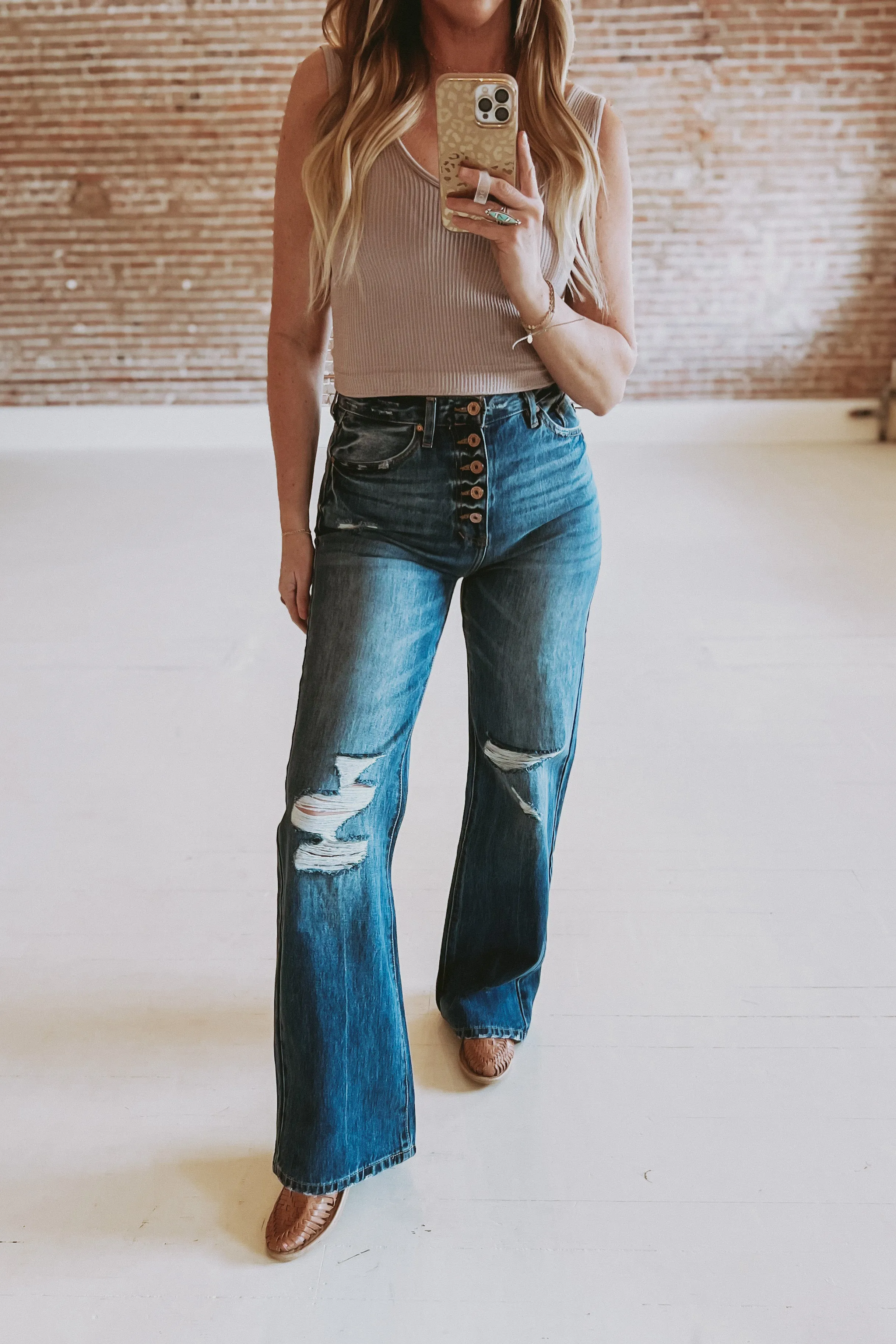 KanCan High Rise 5 Button Flare Jeans
