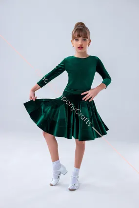 Long sleeve ballroom dance dress with tulle petticoat