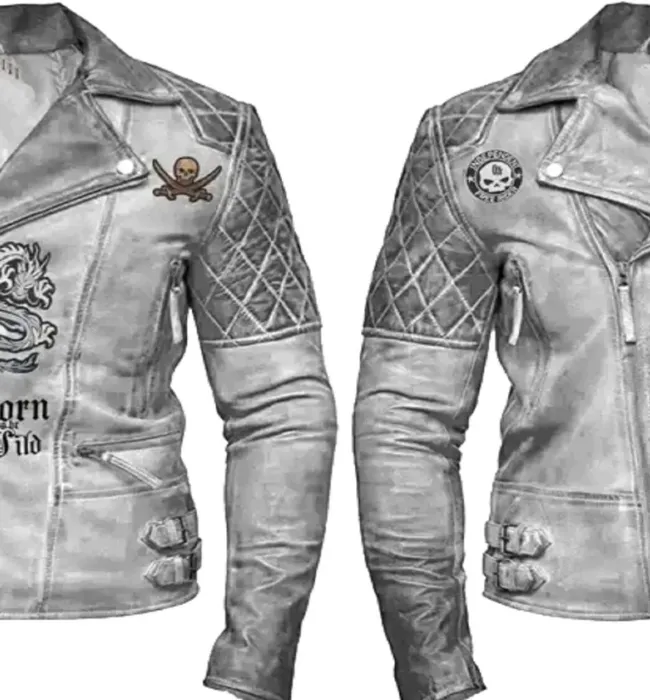 Men Classic Biker Motorcycle Cafe Racer Sheep Leather Jacket