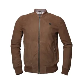 Men's Beige Suede Leather Jacket with Rib Design by Brune & Bareskin